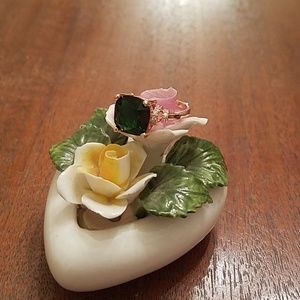 SALE! Simulated Emerald Ring in 18K Vermeil,  Sz. 6.75